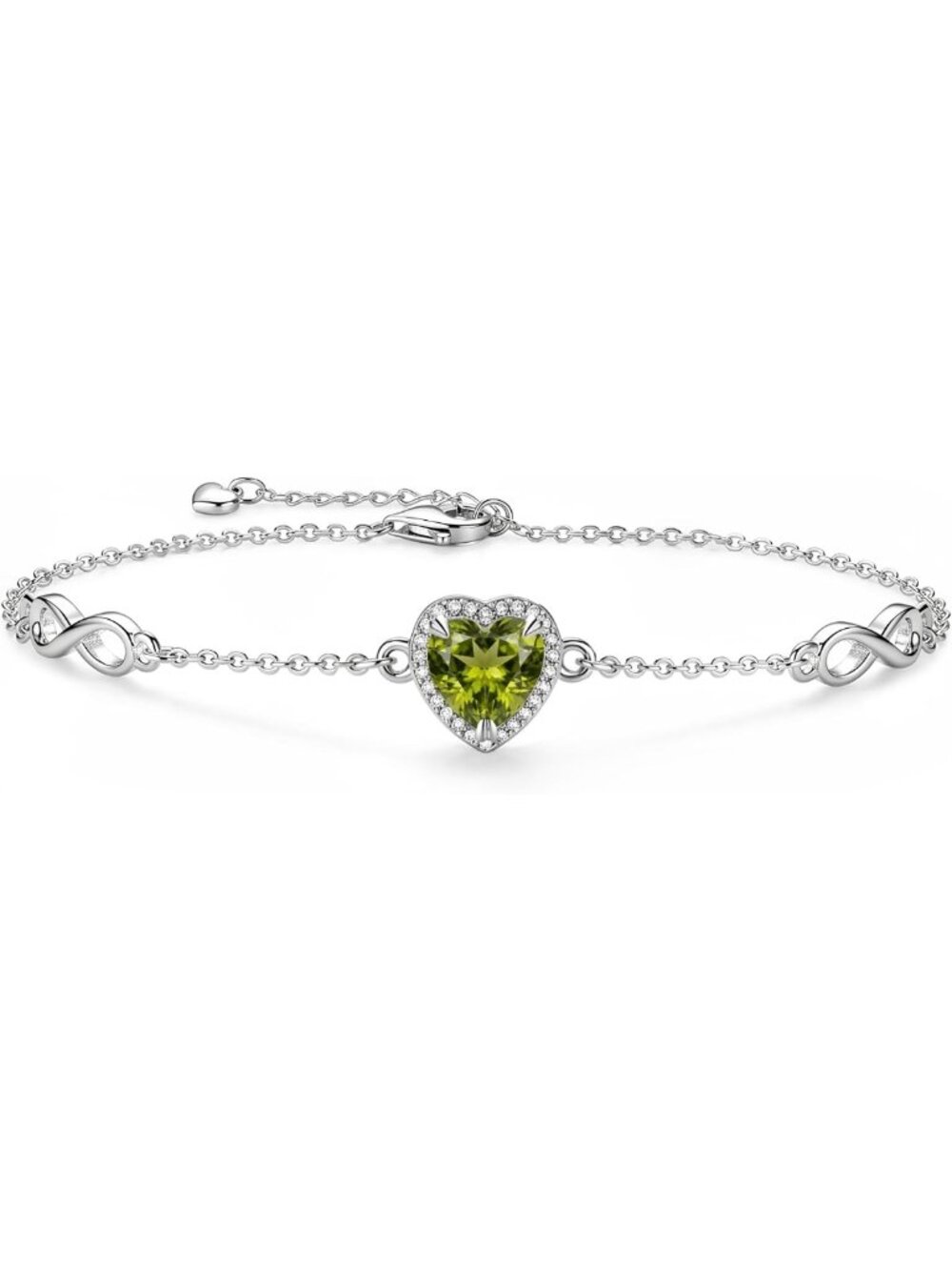 Heart Infinity Knot Birthstone Charm Bracelet for Women - Elegant Gift Accessory